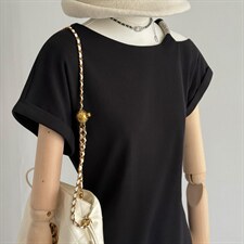 韩系穿搭时尚减龄套装女夏新款不规则斜肩短袖T恤半身长裙两件套，女装套装/套裙，江南