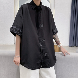 2021蝴蝶衬衫男夏季宽松很仙的短袖衬衣潮流韩版上衣 W927-P30图片