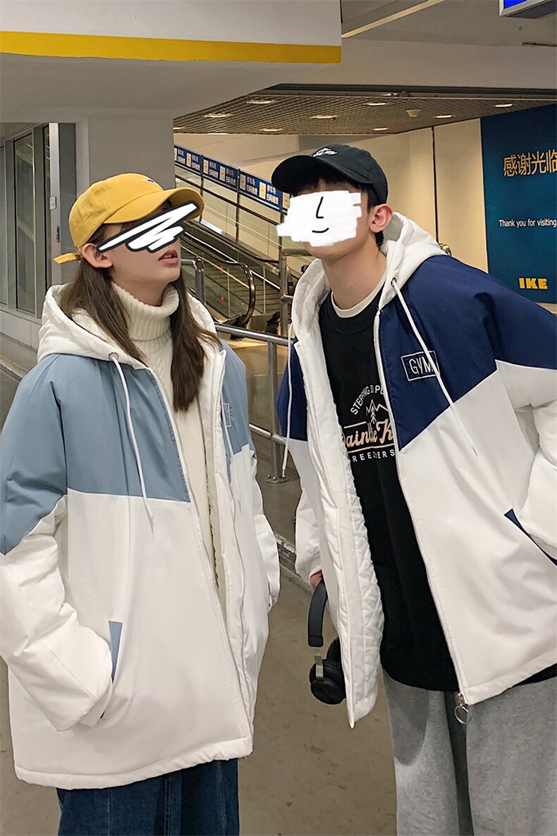 外景情侣冬季宽松百搭冲锋棉衣男港风连帽棉服男外套7786P60控98,男装棉衣,星座226-1