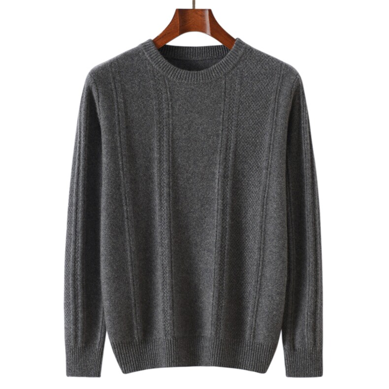 男士圆领纯色羊绒衫羊绒秋冬保暖舒适简约男装，男装羊绒套衫，昭美纯山羊绒