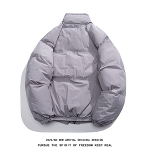白鸭绒白底22冬季新款设计感字母印花立领羽绒服YR224P195控258图片