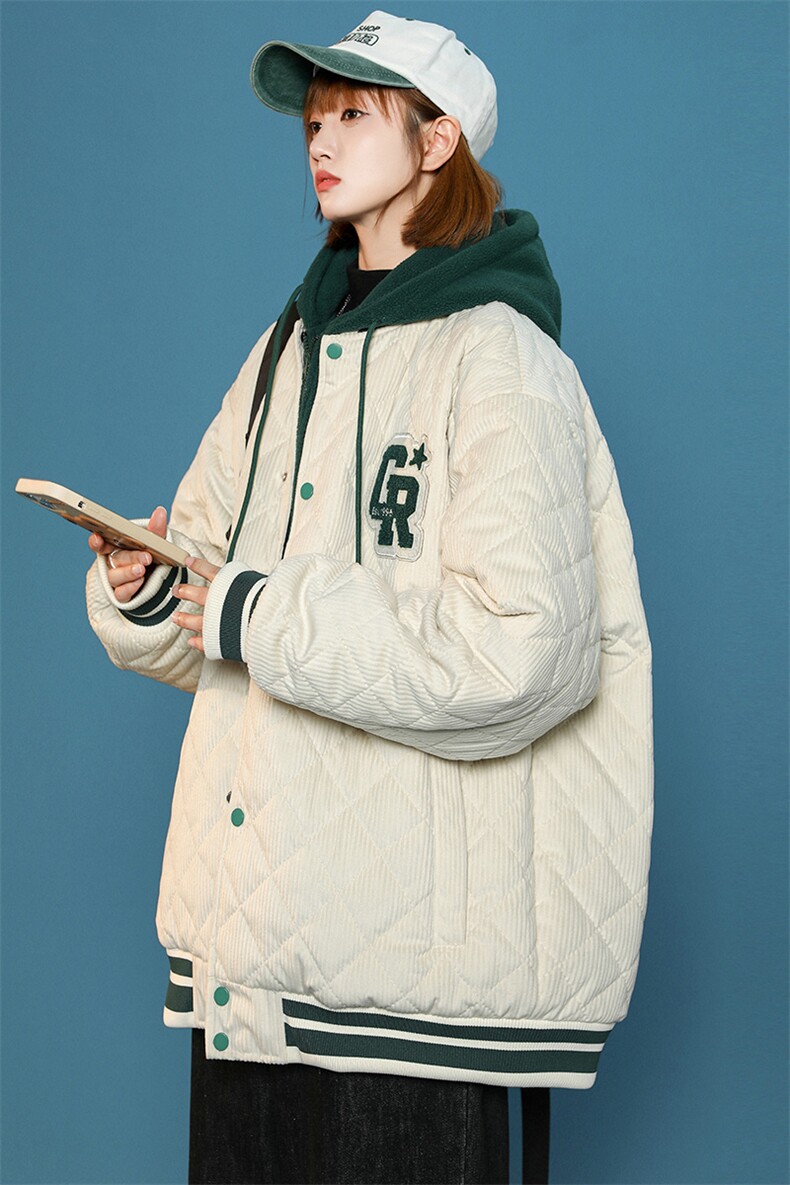 冬款中性风简约毛巾绣棉服假两件连帽外套男士8135-P140控价178,男装棉衣,电商A441-1