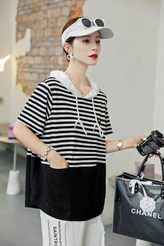 条纹针织带帽衫，女装，陶子频道