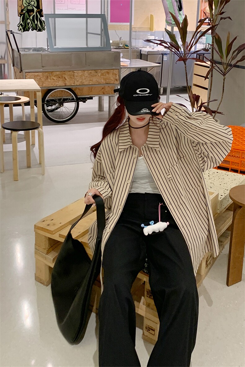 特P52无差价新款秋季潮流百搭条纹长袖衬衫-HS2305港风,男装衬衫,电商A003