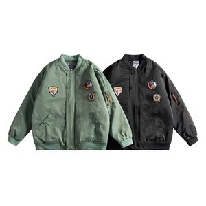 美式潮牌棒球服男女街头嘻哈宽松飞行员夹克情侣装秋2025秋季外套图片