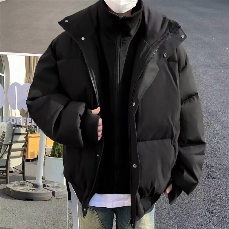 男装冬季潮牌假两件连帽棉衣男生防风保暖棉服外套,男装棉衣,星座613