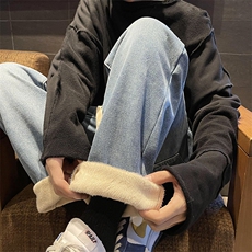 加绒加厚牛仔裤宽松直筒休闲裤KN12P40加绒P50，男装牛仔裤，电商D325