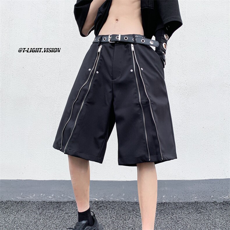 B221美式ins高街小众拉链休闲西裤短裤五分裤LK23091-P60控78,男装休闲裤,电商B221