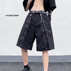 B221美式ins高街小众拉链休闲西裤短裤五分裤LK23091-P60控78，男装休闲裤，电商B221