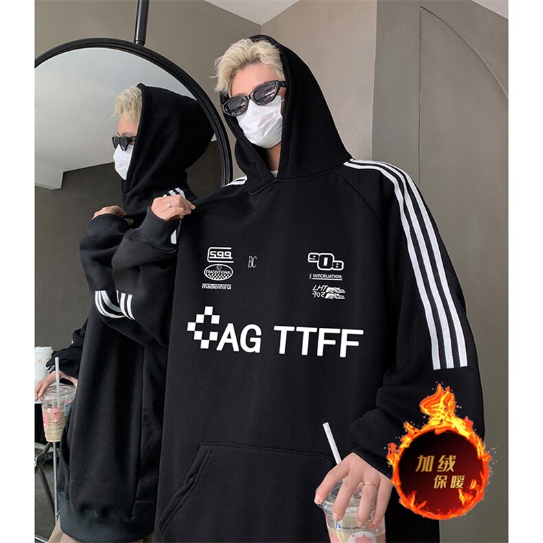 抖音得物供货提供视频秋冬重磅美式宽松织带连帽卫衣0457,男装卫衣,电商A486