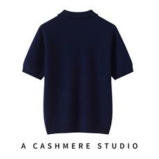 2025百搭时尚小猫polo领短袖针织衫，女装针织衫/毛衣，铂欧羊绒