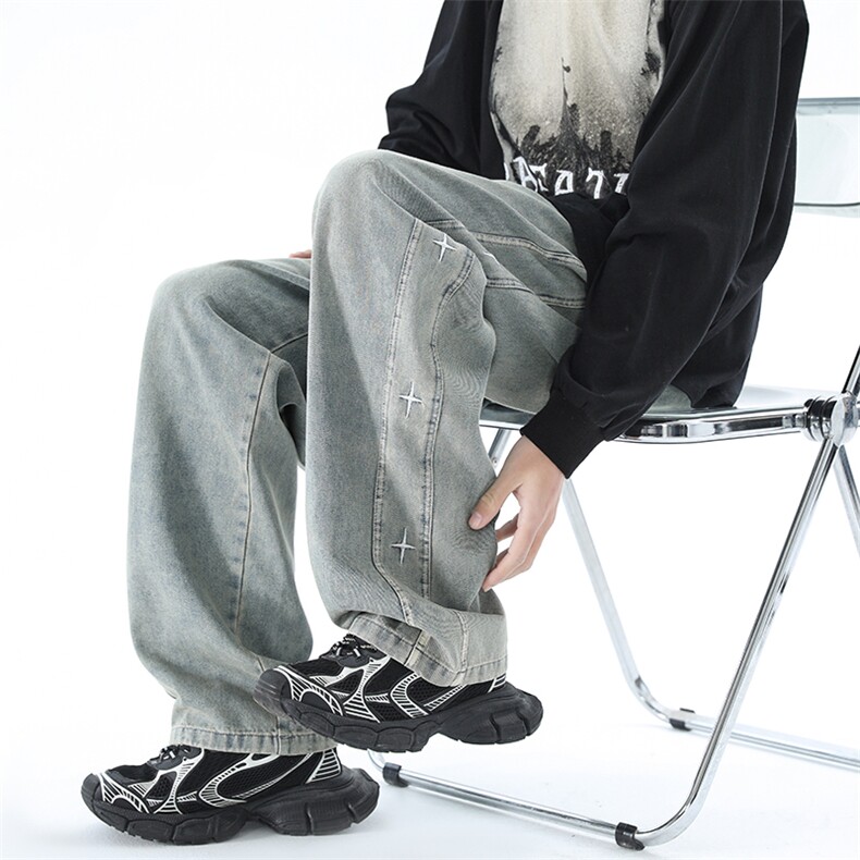 2025春季新款四芒刺绣复古牛仔裤A316-1-K1218P60控78,男装牛仔裤,星座906（原电商a316-1）