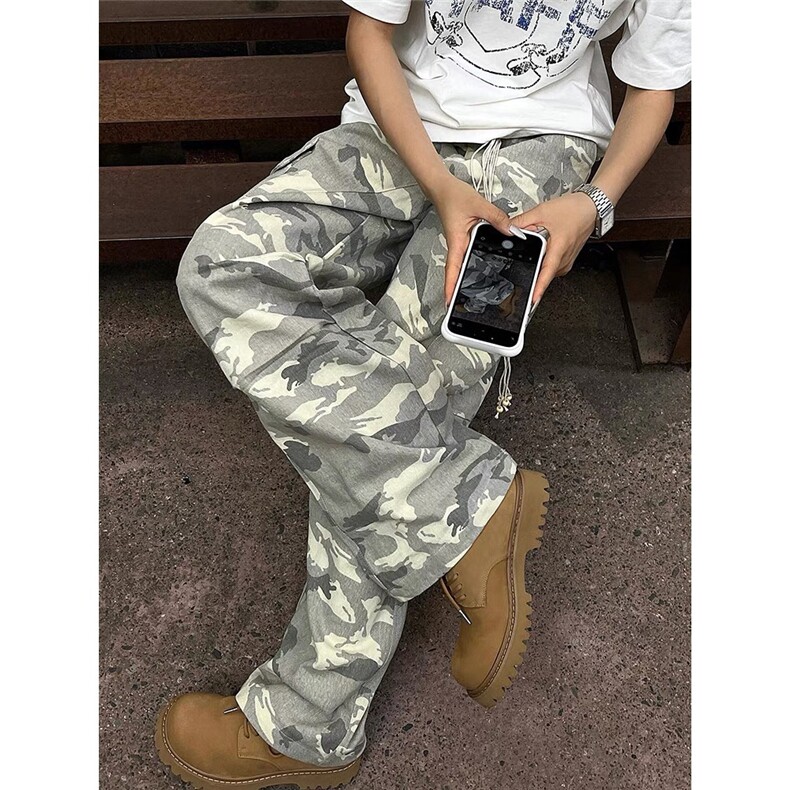 迷彩工装裤男美式潮牌高街裤休闲直筒阔腿裤子NZA13-P62图片