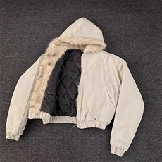 现货高品质美式高街冬季重磅硬挺短款座山雕毛领棉衣男女加厚外套，男装棉衣，电商A486-1