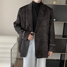 春季廓形垫肩西装外套男褶皱设计感痞帅宽松休闲西服XF66P118，男装西服套装，星座512-1（原513-3）