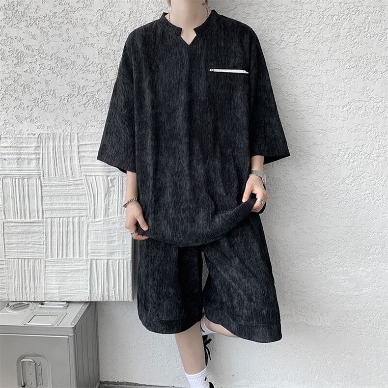 TZ791-特批55控98夏季冰感扎染冰丝速干大码短袖短裤T恤套装男,男装休闲套装,电商A059