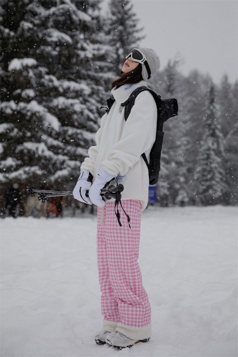 东北零下羊羔毛格子裤子女外穿哈尔滨防寒棉裤加厚雪地保暖御寒裤,男装休闲裤,电商A022