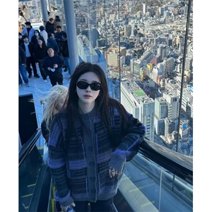 美式复古撞色高级感毛衣针织衫男女宽松情侣显白冬季外套 MY3276图片
