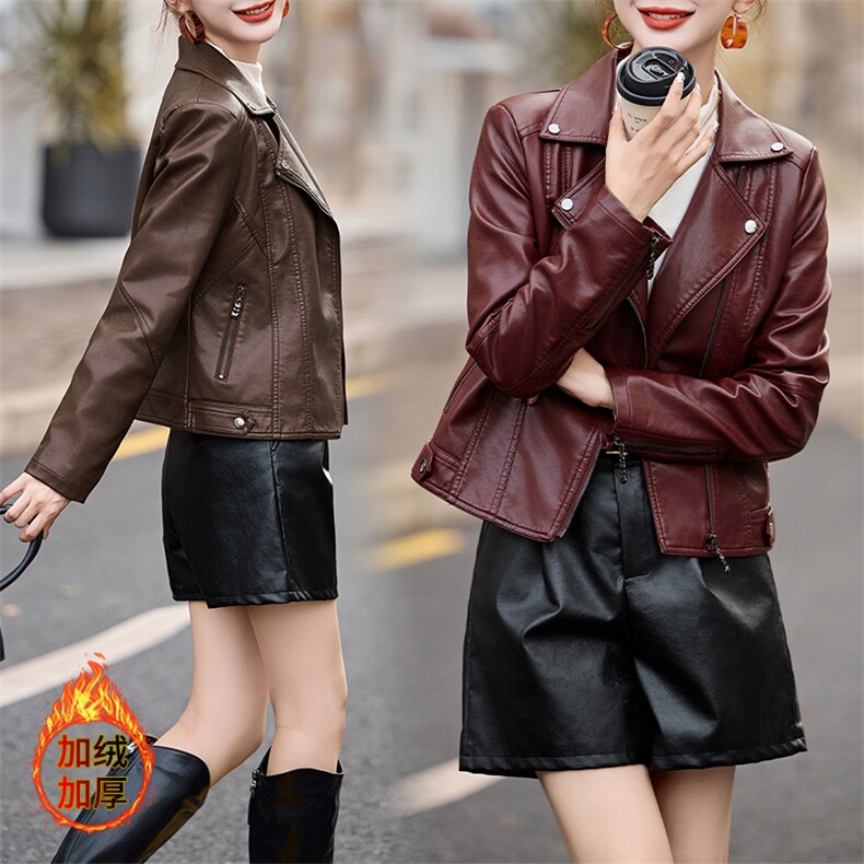 海宁高端时尚皮衣女2025春秋绵羊皮女短款皮夹克气质皮外套小个子,女装皮衣,美拉德工厂直营店