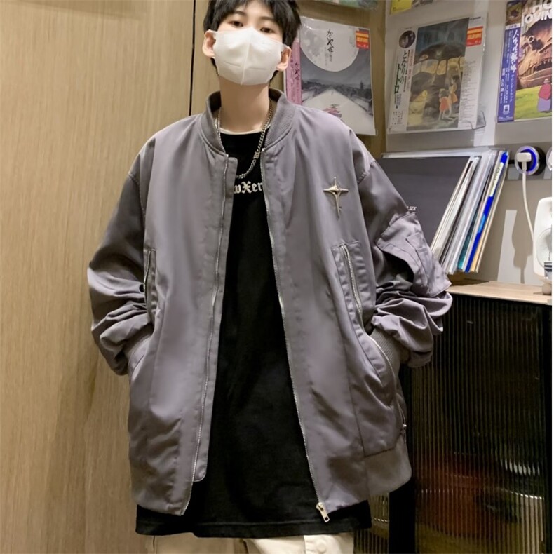工装棒球服外套男春秋季新款拉链多口袋夹克上衣男生2401P63,男装夹克,星座410-2