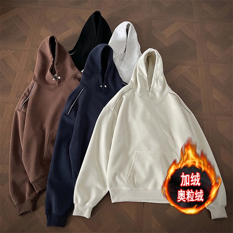 500克重磅加绒奥粒绒无帽绳拉链连帽卫衣硬挺外套男 RH5307JR-P60图片