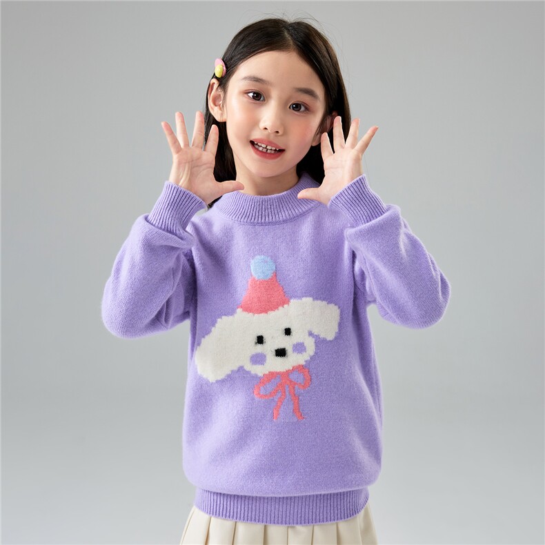 优质精选儿童100%羊毛女童提花毛衣宝宝中大童半高领针织打底衫，童装儿童羊毛衫，初丹羊绒童装