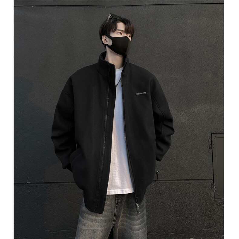 冬装新品弯刀袖毛呢加棉夹克棉衣休闲纯色加厚外套男G1104P108,男装夹克,电商A339