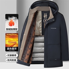 冬季中年男士羽绒棉服连帽可拆卸加绒加厚保暖中年爸爸冬装外套，男装棉衣，电商B212（原钱塘6029）