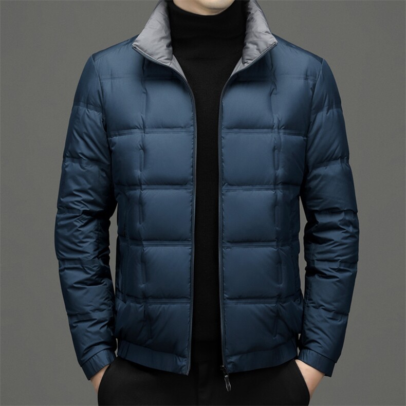 新款中年商务休闲羽绒服男装冬季男士加厚保暖外套立领休闲爸爸装,男装羽绒服,电商B212（原钱塘6029）