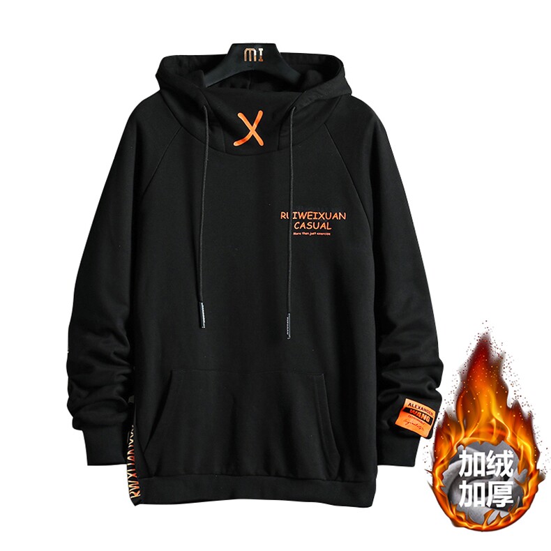 货足支持各种活动8XL-M冬季新款2021加绒加厚连帽卫衣男加大码图片