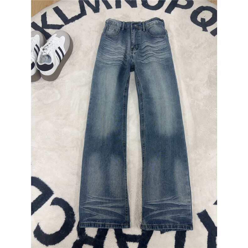 B221 美式ins高街暗黑重工艺修身微喇牛仔裤LK26639-特P45控78图片