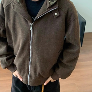 美式秋冬季2025假两件格子连帽棉服男女复古上衣外套W6872-P90图片