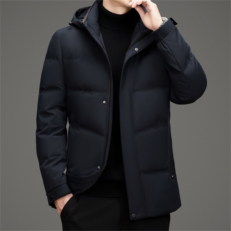 冬季白鸭绒加厚蓬松男羽绒服短款中青年休闲保暖简约防寒外套男装图片
