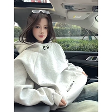 网图有货美式连帽宽松卫衣男女拼接字母刺绣慵懒外套A969-P40，女装短外套，星座1505