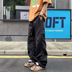 美式冰丝速干裤男夏季薄款褶皱伞兵工装裤青少年宽松休闲运动，男装工装外套，星座601-1