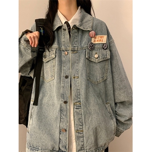 大码复古牛仔外套女春秋季2025新款美式棒球服夹克小个子宽松上衣图片