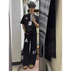 网络图现货 美式简约流行慵懒风气质百搭字母口袋牛仔裤JN48-P48图片