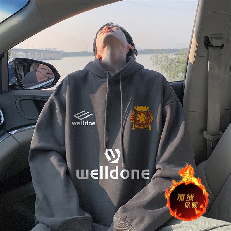 抖音得物供货可提供视频秋冬重磅美式宽松连帽卫衣DL2260,男装卫衣,电商A486