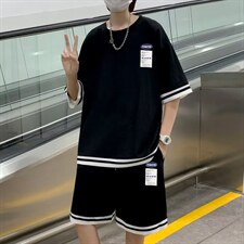 夏季薄款运动服两件套男装时尚休闲套装男士帅气搭配T1311-P36，男装T恤，星座512-2