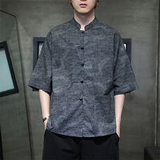 新中式提花风潮T恤短袖防香云纱龟裂纹汉服唐装T2413-P58，男装T恤，电商A227