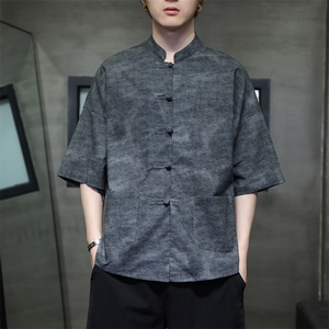 新中式提花风潮T恤短袖防香云纱龟裂纹汉服唐装T2413-P58图片