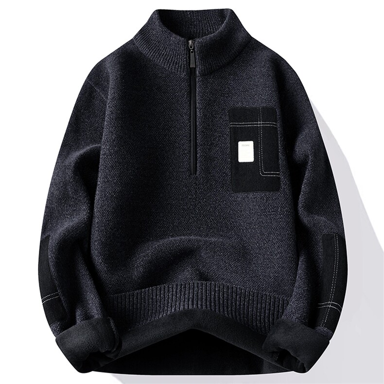 雪貂绒半拉链加绒加厚毛衣冬季一体绒保暖毛线针织衫7177-P48元,男装针织衫/毛衣,星座1706