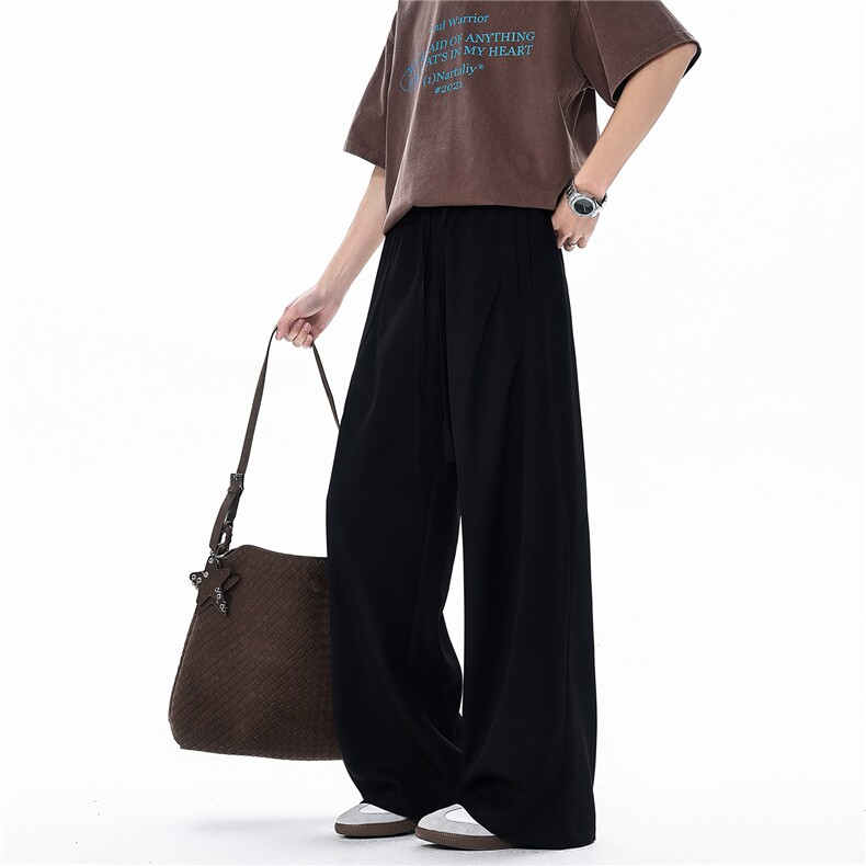 春夏褶皱设计休闲裤大码宽松垂感西裤直筒长裤通勤裤子LK511特P42，男装西裤，电商B215