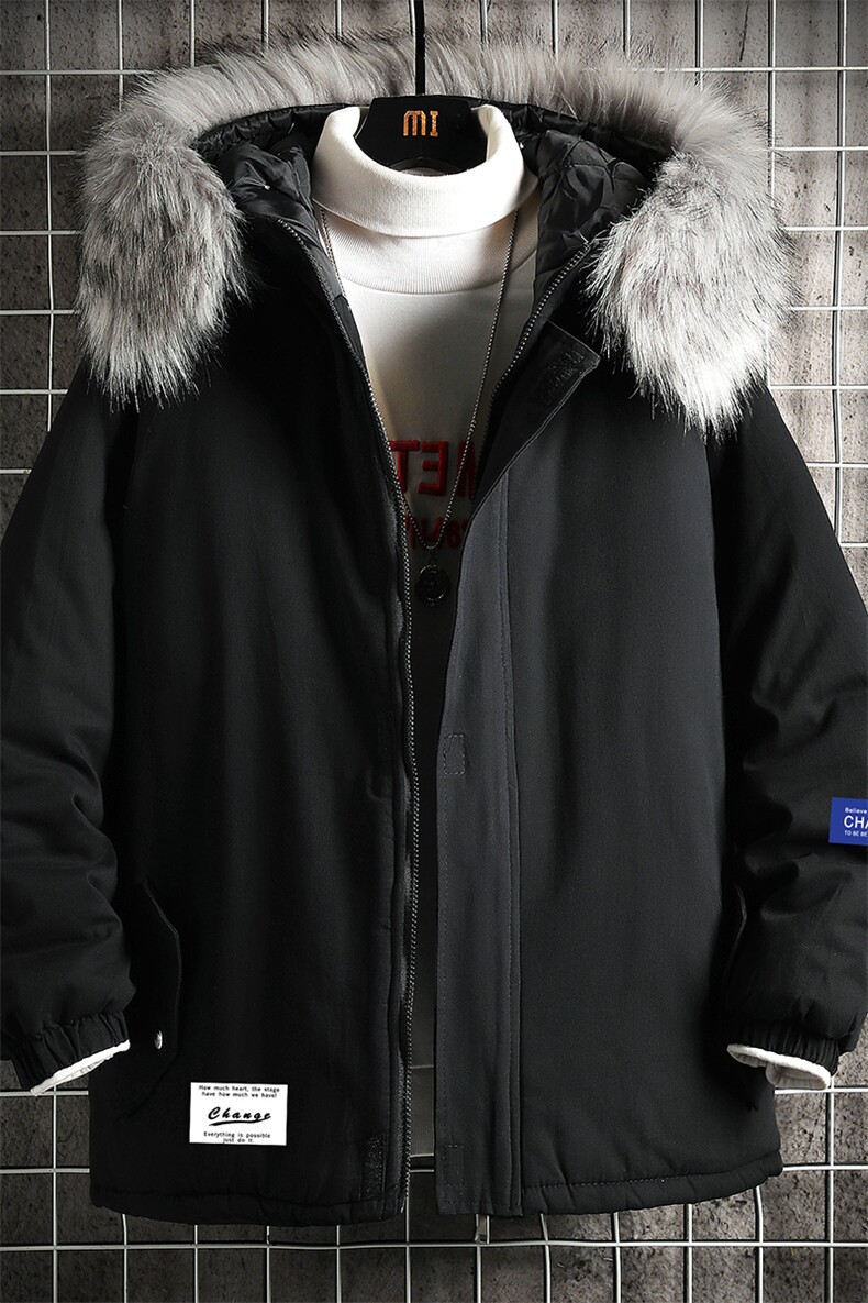 MM48062-P130冬季大毛领棉衣男士大码加厚棉袄男棉服网格,男装棉衣,电商A040A