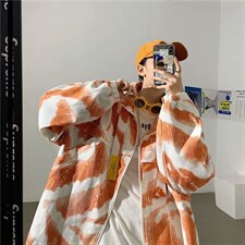新款扎染夹克男潮牌超火的cec外套韩版宽松痞帅休闲上衣JK114-P55图片