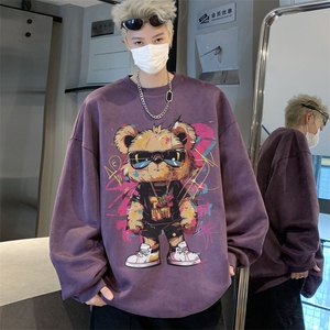 秋装复古美式水洗做旧重磅麂皮绒卫衣301B-JB1509-p45图片