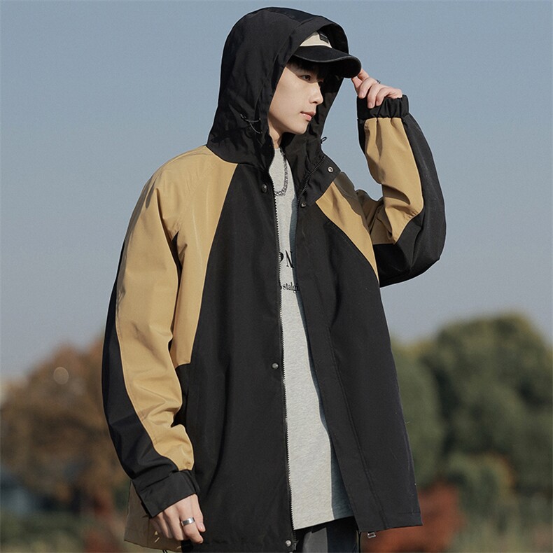 2024春秋新款冲锋衣连帽夹克户外工装日系百搭撞色外套JK2363-P75,男装夹克,电商A128