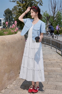 2025夏新品现货度假风连衣裙两件套2C256-9501-P145-K208图片
