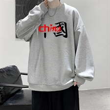 华夫格卫衣圆领卫衣男大码长袖t恤男外套HW76189-P30加绒款-P40，男装卫衣，电商A040