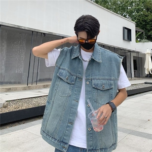 牛仔马甲男韩版潮流高街帅气2024春夏新款ins宽松外套W4832-P53